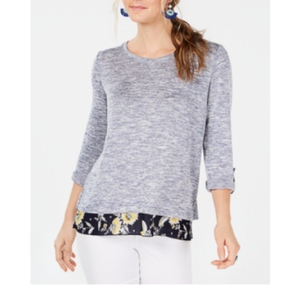 Style & Co. Womens Floral Print 2-in-1 Blouse